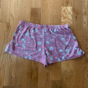 Pink floral pajama shorts